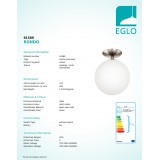 EGLO 91589 | Rondo Eglo stropné svietidlo guľa 1x E27 matný nikel, matný opál
