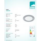 EGLO 92097 | Calvin Eglo stropné svietidlo 1x LED 1506lm 3000K IP44 chróm, biela
