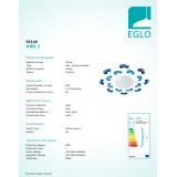 EGLO 92146 | Viki-1 Eglo stenové, stropné svietidlo 1x E27 modrá, biela