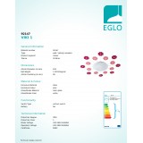 EGLO 92147 | Viki-1 Eglo stenové, stropné svietidlo 1x E27 ružové, biela