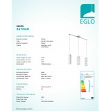 EGLO 92563 | Bayman Eglo visiace svietidlo 3x E27 chróm, biela