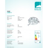 EGLO 93085 | Cabo-1 Eglo stropné svietidlo otočné prvky 4x GU10 960lm 3000K chróm, biela, priesvitná