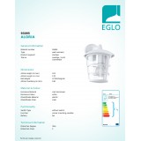 EGLO 93095 | Aloria Eglo rameno stenové svietidlo 1x E27 IP44 biela, priesvitná