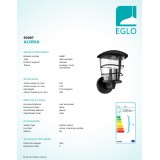EGLO 93097 | Aloria Eglo rameno stenové svietidlo 1x E27 IP44 čierna, priesvitná