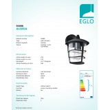EGLO 93098 | Aloria Eglo rameno stenové svietidlo 1x E27 IP44 čierna, priesvitná