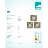 EGLO 93248 | Igoa Eglo zabudovateľné svietidlo 3 dielna súprava, sklápacie 95x95mm 3x GU10 1200lm 3000K bronzová