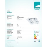 EGLO 93314 | Vicaro Eglo stenové, stropné svietidlo 4x LED 720lm 3000K chróm, biela, priesvitná