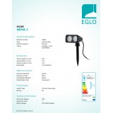 EGLO 93385 | Nema-1 Eglo zapichovacie svietidlo zástrčka - bez spínača otočné prvky 2x GU10 480lm 3000K IP44 čierna, priesvitná