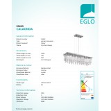 EGLO 93423 | Calaonda Eglo visiace svietidlo 11x G9 4950lm chróm, priesvitná