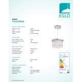 EGLO 93425 | Calaonda Eglo visiace svietidlo 7x G9 3150lm chróm, priesvitná