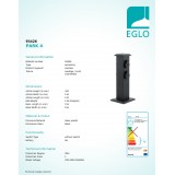 EGLO 93426 | Park4 Eglo konektorový stĺp doplnky zásuvkové zospodu IP44 čierna