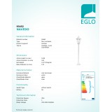 EGLO 93452 | Navedo Eglo stojaté svietidlo 120cm 1x E27 IP44 biela, priesvitná