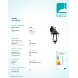 EGLO 93456 | Navedo Eglo rameno stenové svietidlo 1x E27 IP44 čierna, starožitná strieborná, priesvitná