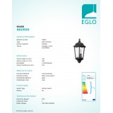 EGLO 93459 | Navedo Eglo stenové svietidlo 1x E27 IP44 čierna, starožitná strieborná, priesvitná