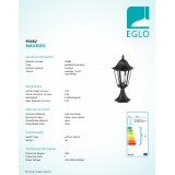 EGLO 93462 | Navedo Eglo stojaté svietidlo 47cm 1x E27 IP44 čierna, starožitná strieborná, priesvitná