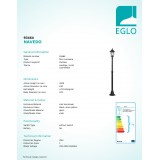 EGLO 93464 | Navedo Eglo stojaté svietidlo 200cm 1x E27 IP44 čierna, starožitná strieborná, priesvitná