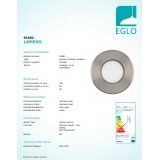 EGLO 93482 | Lamedo Eglo zabudovateľné svietidlo Ø100mm 1x LED 180lm 3000K IP67/65 IK09 zušľachtená oceľ, nehrdzavejúca oceľ, opál