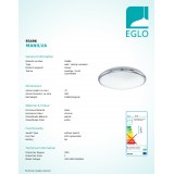 EGLO 93496 | Manilva Eglo stenové, stropné svietidlo kruhový 1x LED 950lm 3000K chróm, biela