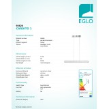 EGLO 93626 | Cardito Eglo visiace svietidlo dotykový prepínač s reguláciou svetla regulovateľná intenzita svetla, nastaviteľná farebná teplota 1x LED 2500lm 2700 <-> 5000K chróm, priesvitná, krištáľ