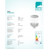 EGLO 93661 | Pianopoli Eglo visiace svietidlo regulovateľná intenzita svetla 43x LED 11610lm 3000K chróm, priesvitná
