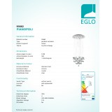 EGLO 93662 | Pianopoli Eglo visiace svietidlo regulovateľná intenzita svetla 15x LED 4050lm 3000K chróm, priesvitná