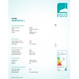 EGLO 93708 | Montefio-1 Eglo visiace svietidlo 1x LED 480lm 3000K chróm, krištáľ, priesvitná