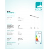 EGLO 93784 | Montefio-1 Eglo visiace svietidlo 3x LED 1440lm 3000K chróm, krištáľ, priesvitná