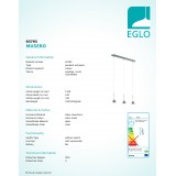 EGLO 93793 | Musero Eglo visiace svietidlo 3x LED 1530lm 3000K matný nikel, priesvitné