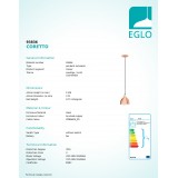 EGLO 93836 | Coretto Eglo visiace svietidlo 1x E27 mosadz, čierna