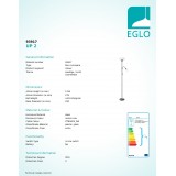 EGLO 93917 | UP2 Eglo stojaté svietidlo 176,5cm prepínač na vedení flexibilné 1x E27 + 1x E14 čierna nikel, biela