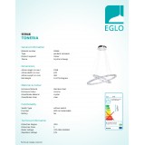 EGLO 93946 | Toneria Eglo visiace svietidlo regulovateľná intenzita svetla 1x LED 6400lm 4000K chróm, priesvitná