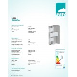 EGLO 94086 | Ralora Eglo stenové svietidlo štvorec 3x LED 540lm 3000K IP44 zušľachtená oceľ, nehrdzavejúca oceľ, biela