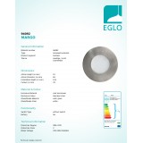 EGLO 94092 | Margo Eglo zabudovateľné svietidlo Ø84mm 1x GU10 400lm 3000K IP65/20 zušľachtená oceľ, nehrdzavejúca oceľ, opál