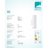 EGLO 94101 | RigaLED2 Eglo stenové svietidlo hriadeľ 2x GU10 480lm 3000K IP44 biela