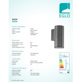 EGLO 94102 | RigaLED2 Eglo stenové svietidlo hriadeľ 1x GU10 240lm 3000K IP44 antracit