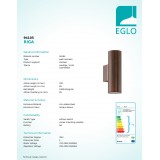 EGLO 94105 | RigaLED2 Eglo stenové svietidlo hriadeľ 2x GU10 480lm 3000K IP44 antické hnedé