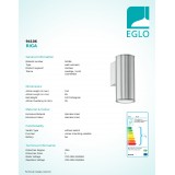 EGLO 94106 | RigaLED2 Eglo stenové svietidlo hriadeľ 1x GU10 240lm 3000K IP44 zušľachtená oceľ, nehrdzavejúca oceľ