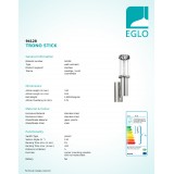 EGLO 94128 | Trono-Stick Eglo stenové svietidlo pohybový senzor 1x GU10 240lm + 1x LED 280lm 3000K IP44 zušľachtená oceľ, nehrdzavejúca oceľ, priesvitná