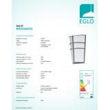 EGLO 94137 | Breganzo Eglo stenové svietidlo 2x LED 360lm 3000K IP44 strieborný, biela