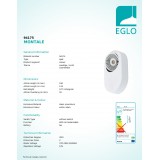 EGLO 94175 | Montale Eglo spot svietidlo otáčateľný svetelný zdroj 1x LED 510lm 3000K biela, čierna