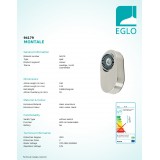 EGLO 94179 | Montale Eglo spot svietidlo otáčateľný svetelný zdroj 1x LED 510lm 3000K matný nikel, čierna