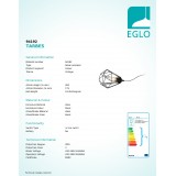 EGLO 94192 | Tarbes Eglo stolové svietidlo 26,5cm prepínač na vedení 1x E27 čierna