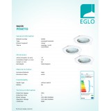 EGLO 94235 | Peneto Eglo zabudovateľné svietidlo kruhový 3 dielna súprava Ø78mm 3x GU10 720lm 3000K biela