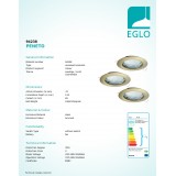 EGLO 94238 | Peneto Eglo zabudovateľné svietidlo kruhový 3 dielna súprava Ø78mm 3x GU10 600lm 3000K bronzová