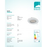 EGLO 94239 | Peneto Eglo zabudovateľné svietidlo kruhový sklápacie Ø87mm 1x GU10 400lm 3000K biela