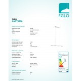 EGLO 94244 | Cartama Eglo visiace svietidlo 4x LED 1920lm 3000K chróm, biela, priesvitná