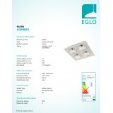 EGLO 94298 | Lombes Eglo stropné svietidlo 4x LED 1920lm 3000K matný nikel, priesvitná