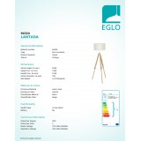 EGLO 94324 | Lantada Eglo stojaté svietidlo 106cm prepínač na vedení nastaviteľná výška 1x E27 natur, béž