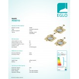 EGLO 94403 | Peneto Eglo zabudovateľné svietidlo štvorec 3 dielna súprava, sklápacie 87x87mm 3x GU10 1200lm 3000K mosadz