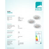 EGLO 94406 | Peneto Eglo zabudovateľné svietidlo kruhový 3 dielna súprava, sklápacie Ø87mm 3x GU10 1200lm 3000K biela